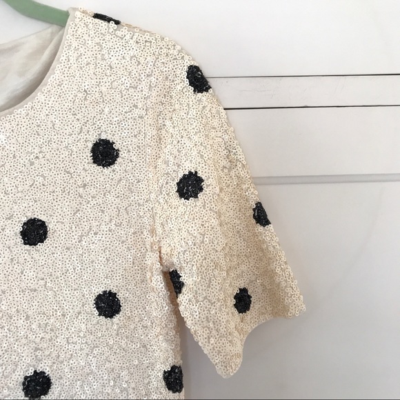 J CREW Polka Dot Sequin Short Sleeve Top XS New - Picture 5 of 8
